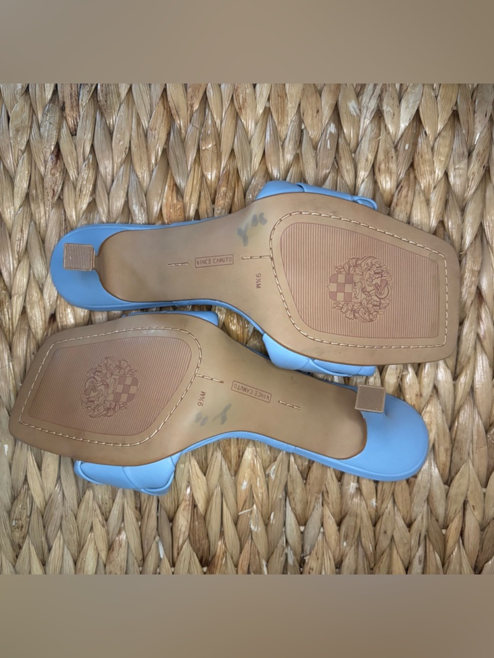 Vince Camuto Light Blue Woven Slide Heels - Picture 14 of 15